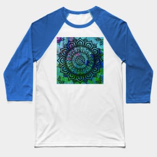 Fluid Art Design - Flip Cup Technique - Bright Colors Mandala Baseball T-Shirt